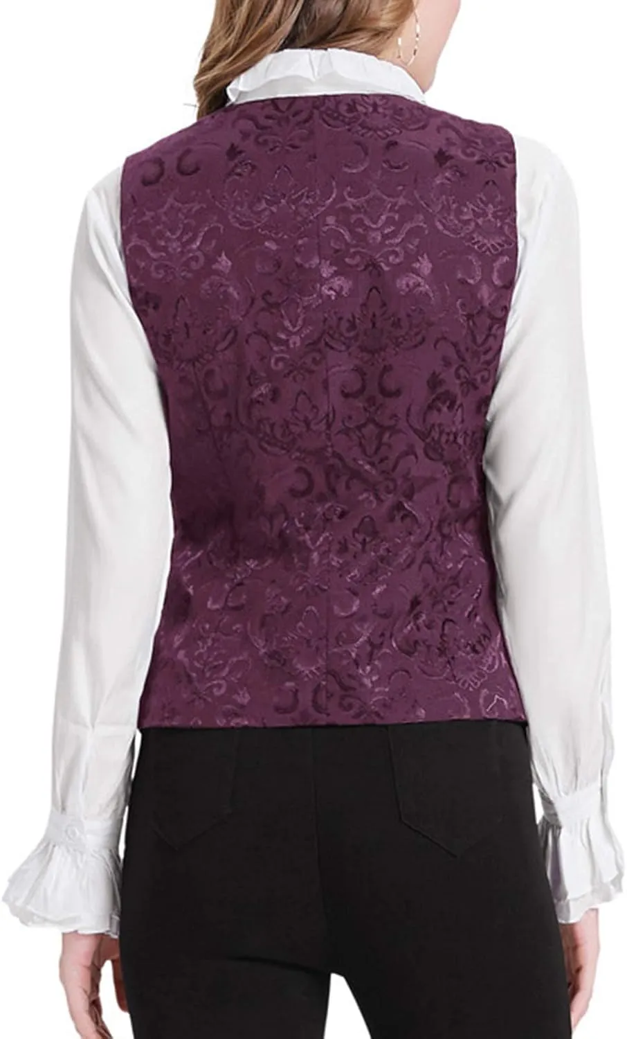 GRACE KARIN Womens Waistcoat Vest Vintage Steampunk Dress Jacquard Jacket