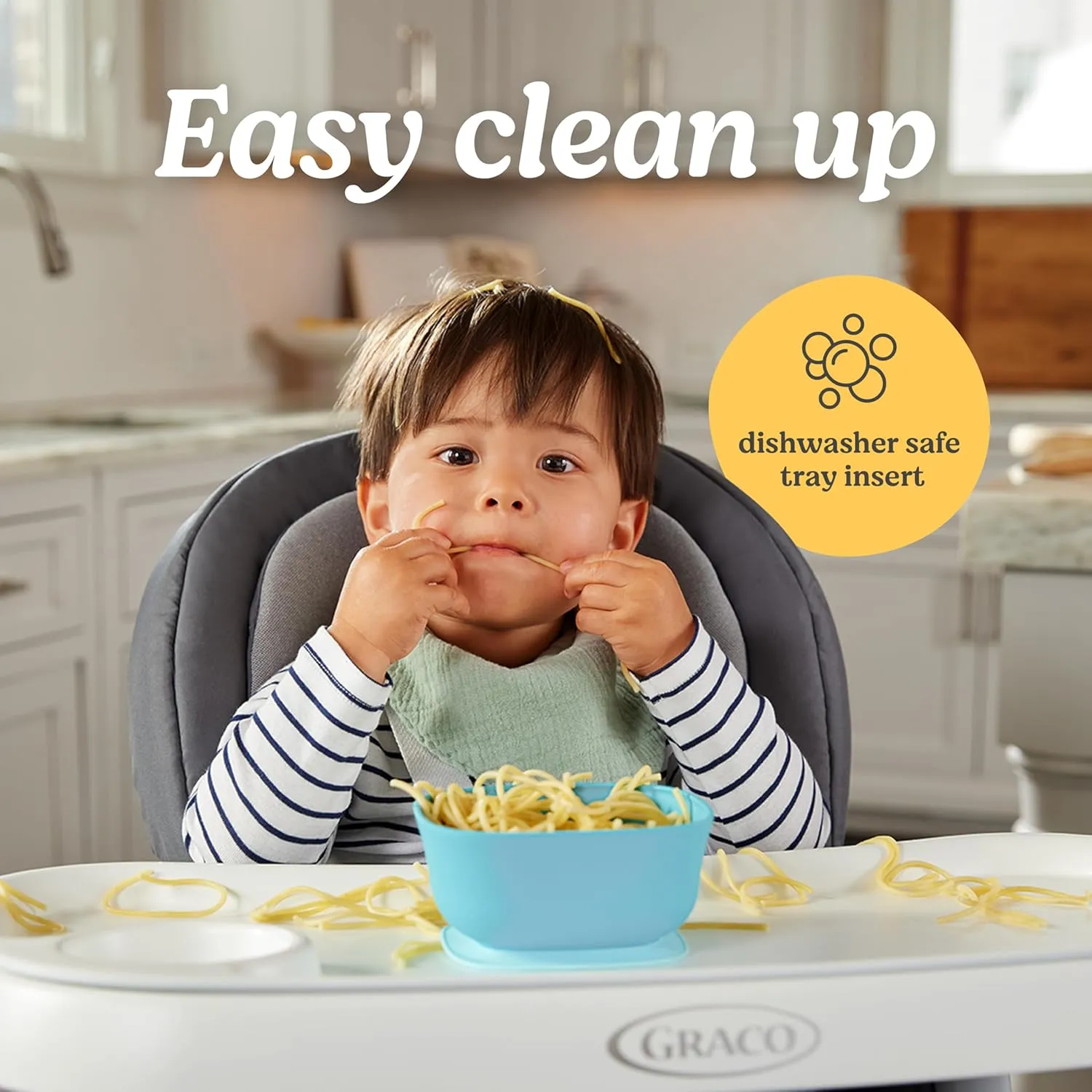 Graco DuoDiner DLX Highchair, 6 Stages of Use – Infant to Baby High Chair, Infant to Toddler Booster Seat, Youth Stool, 5 Adjustable Height Positions, Lilac Mod