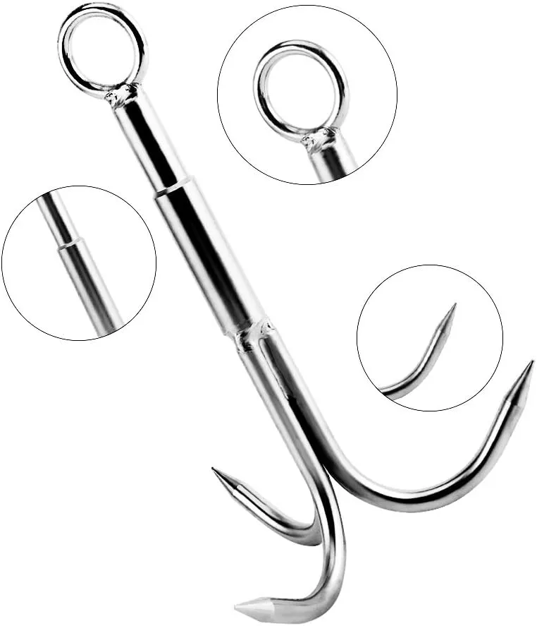 Grappling Hook with 3-Claw Stainless Steel,3 Claw Climbing Carabiner Hook for Retrieving,Outdoor Hiking,Tree Limb Removalr,Salvage.