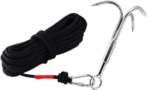 Grappling Hook with 3-Claw Stainless Steel,3 Claw Climbing Carabiner Hook for Retrieving,Outdoor Hiking,Tree Limb Removalr,Salvage.