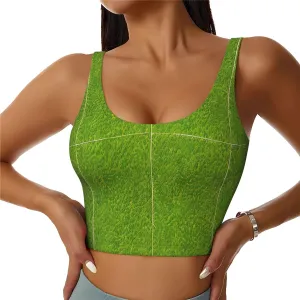 Green Grassland Pattern Women's Sports Vest for Yoga Workout Fitness - Casual Sleeveless for Athletic Girls