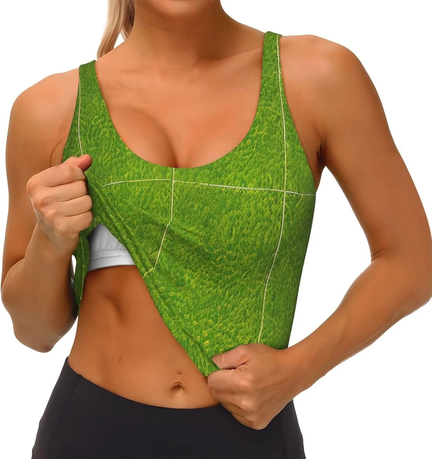 Green Grassland Pattern Women's Sports Vest for Yoga Workout Fitness - Casual Sleeveless for Athletic Girls