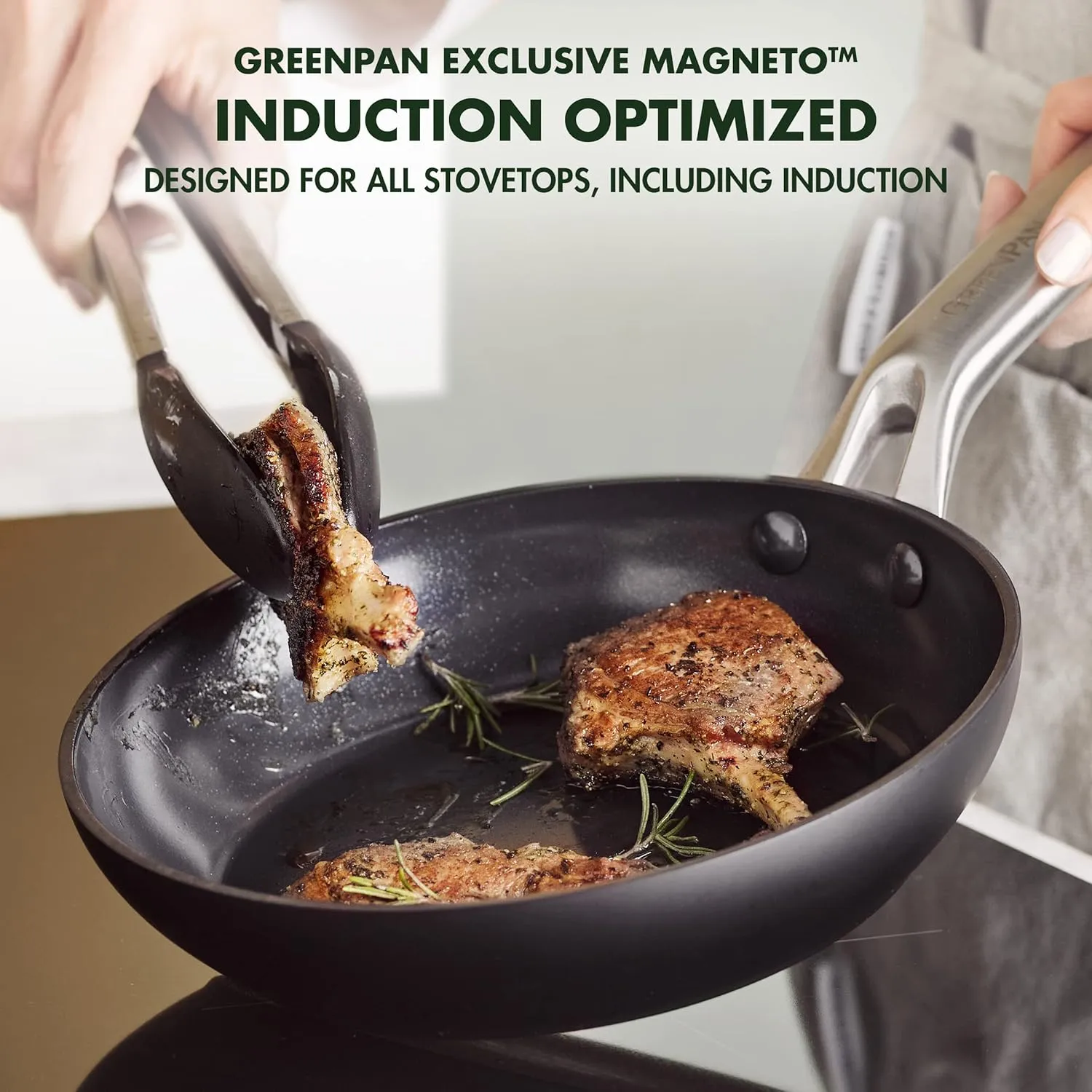 GreenPan Omega Hard Anodized Advanced Healthy Ceramic Nonstick, 11" Frying Pan Skillet,Anti-Warping Induction Base, Diamond Reinforced Durable Coating,Stay-Flat Surface for Oil,Oven&Broiler Safe,Black