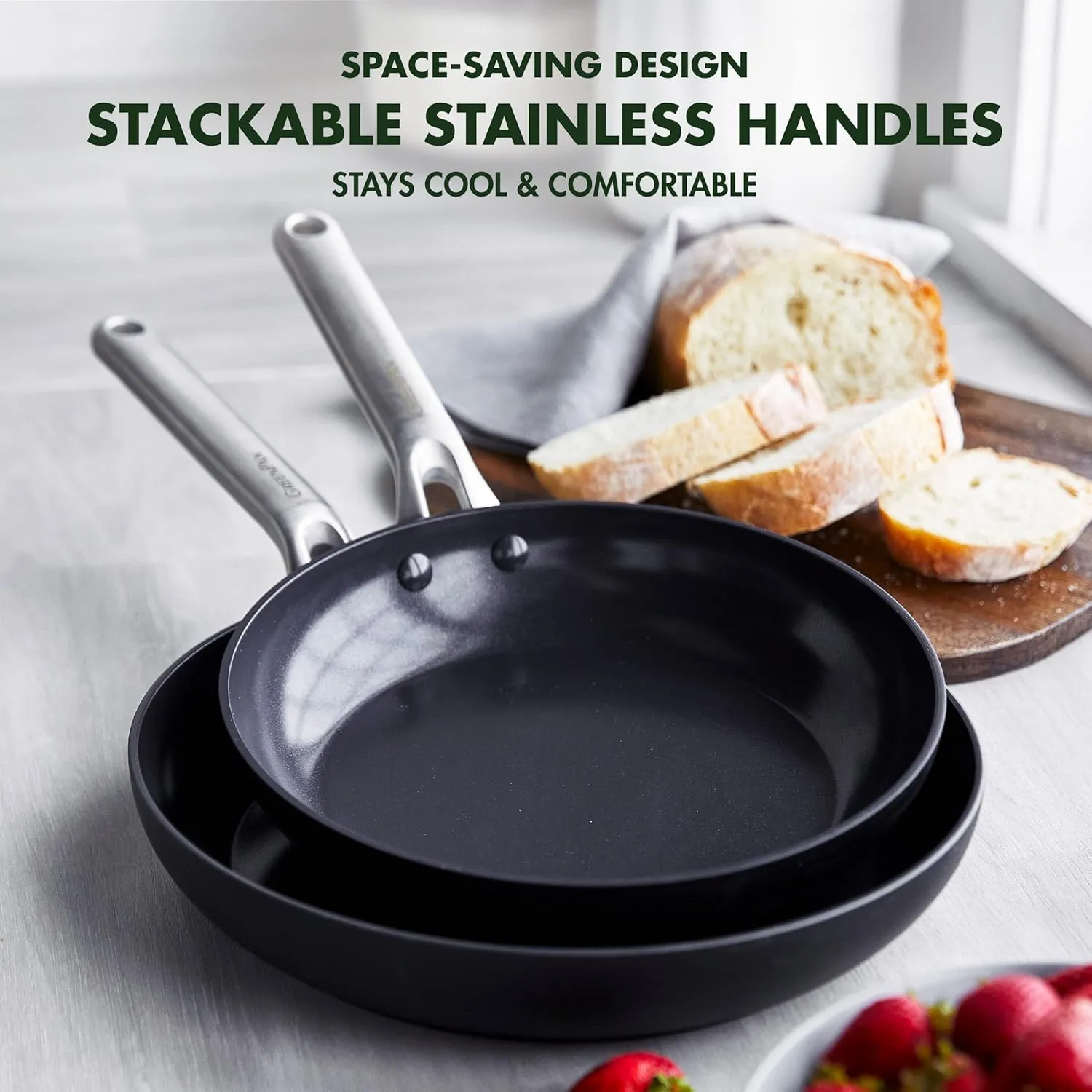GreenPan Omega Hard Anodized Advanced Healthy Ceramic Nonstick, 11" Frying Pan Skillet,Anti-Warping Induction Base, Diamond Reinforced Durable Coating,Stay-Flat Surface for Oil,Oven&Broiler Safe,Black