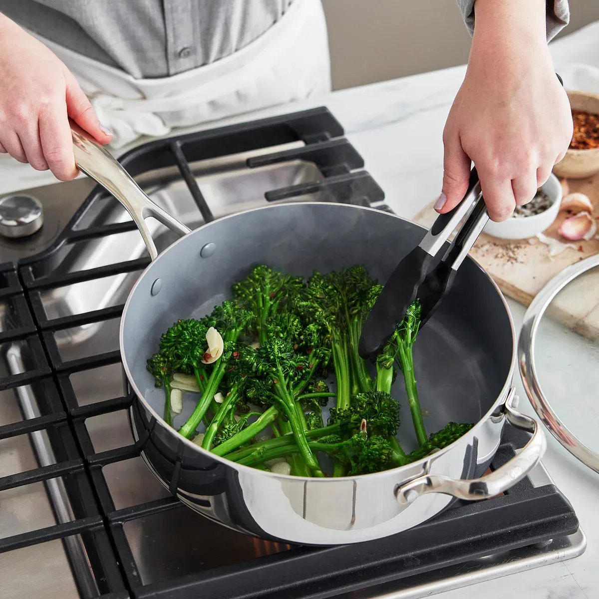 Greenpan - Valencia Pro Stainless Steel Nonstick Sauté Pan, 5.1 Quart