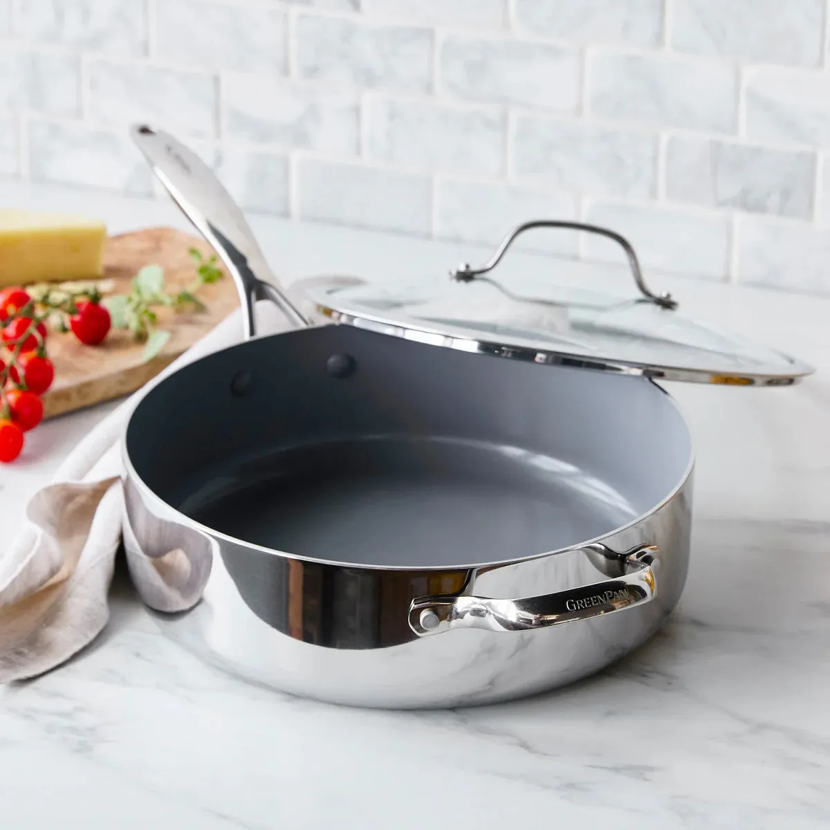 Greenpan - Valencia Pro Stainless Steel Nonstick Sauté Pan, 5.1 Quart