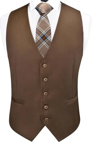 GUSLESON Men's V-Neck Suit Vests Solid Color Formal Slim Fit Business Dress Vest Waistcoat