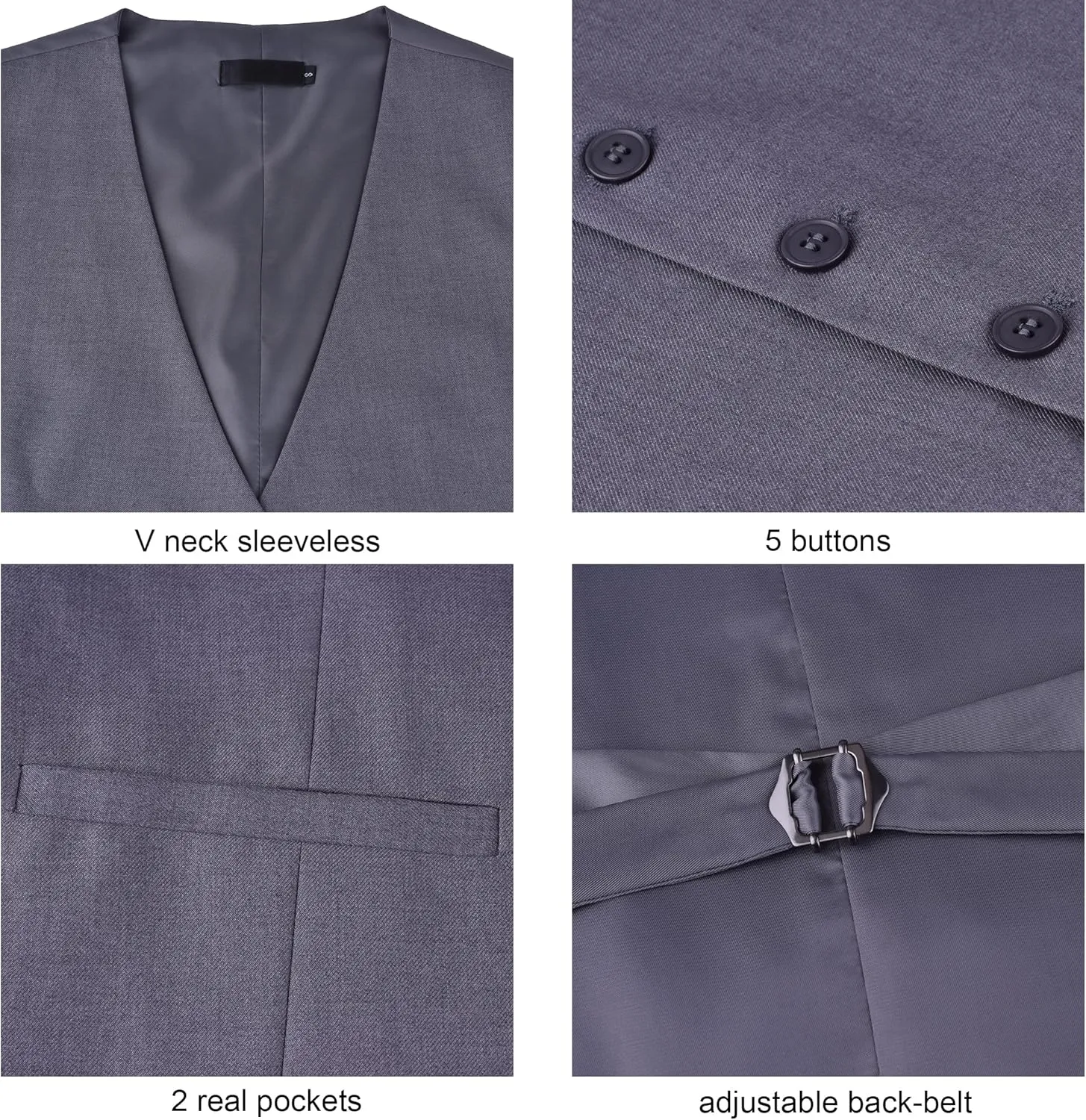 GUSLESON Men's V-Neck Suit Vests Solid Color Formal Slim Fit Business Dress Vest Waistcoat