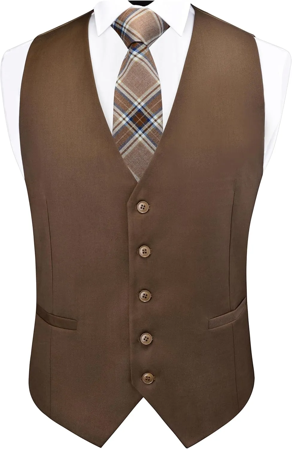 GUSLESON Men's V-Neck Suit Vests Solid Color Formal Slim Fit Business Dress Vest Waistcoat