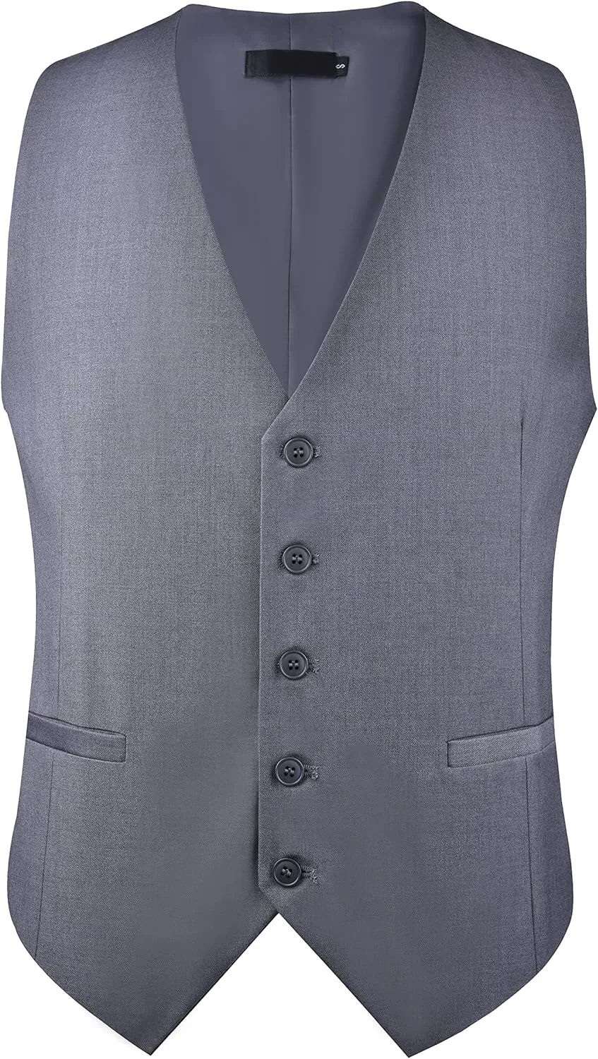GUSLESON Men's V-Neck Suit Vests Solid Color Formal Slim Fit Business Dress Vest Waistcoat
