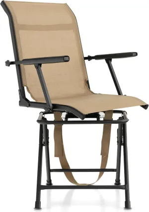 GYMAX Hunting Chair, 360 Degree Swivel Hunting Blind Chair with Carry Handle, 330 lbs Capacity, Comfortable, Waterproof, Portable and Silent Folding Dove Hunting Chair for Blinds