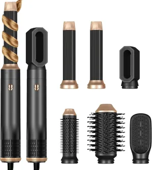 Hair Dryer Brush,6 in 1 Professional Hot Air Styler,Powerful Air Curling Wrap Styler,Negative Ionic Hair Dryer Fast Drying, Multi Hair Stylerfor Curling Volumizing Straightening Styling