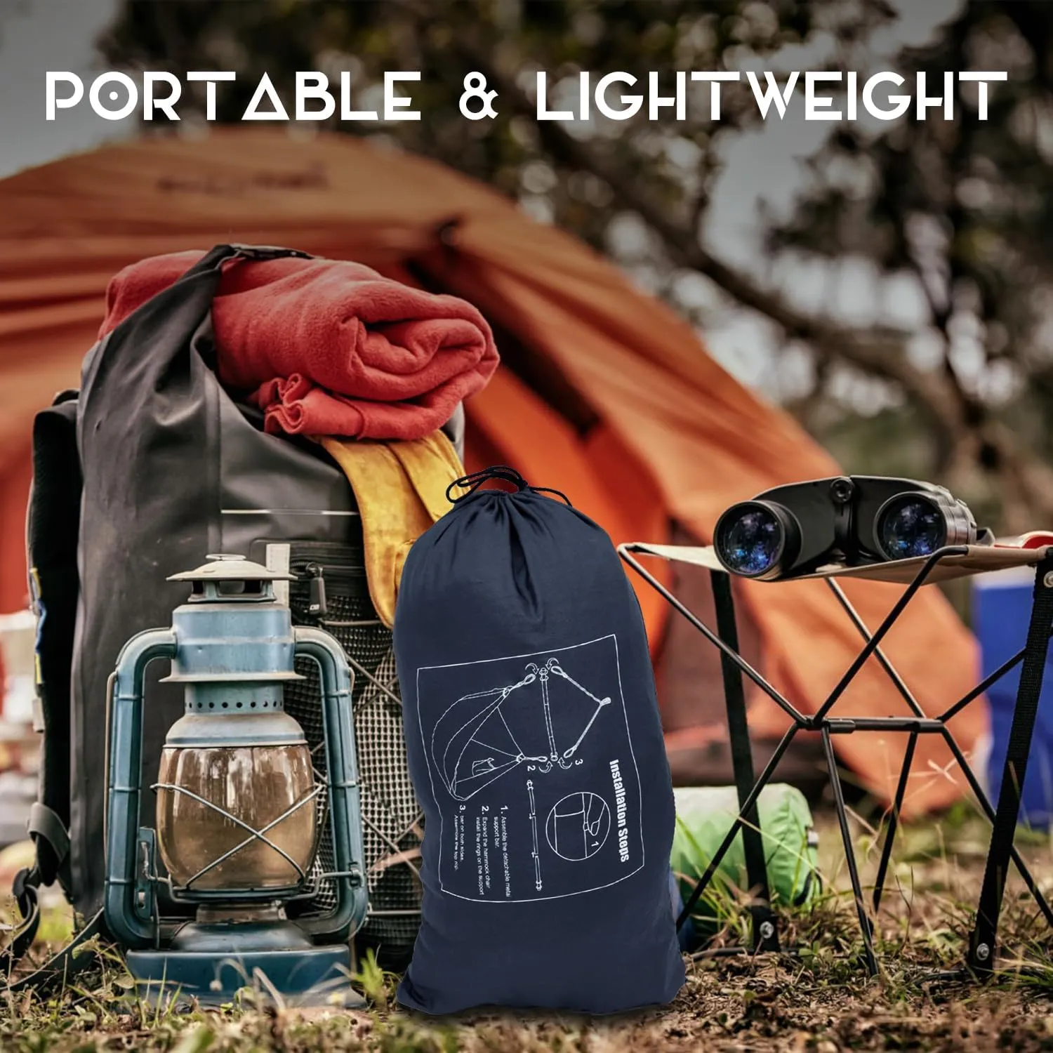 Hammock Chair, Portable Outdoor Hanging Rope Swing, Max 500 Lbs, Collapsible and Lightweight Nylon Parachute Hammocks Chair for Indoor, Backpacking, Travel, Backyard, Patio, Hiking (Navy,Blue)