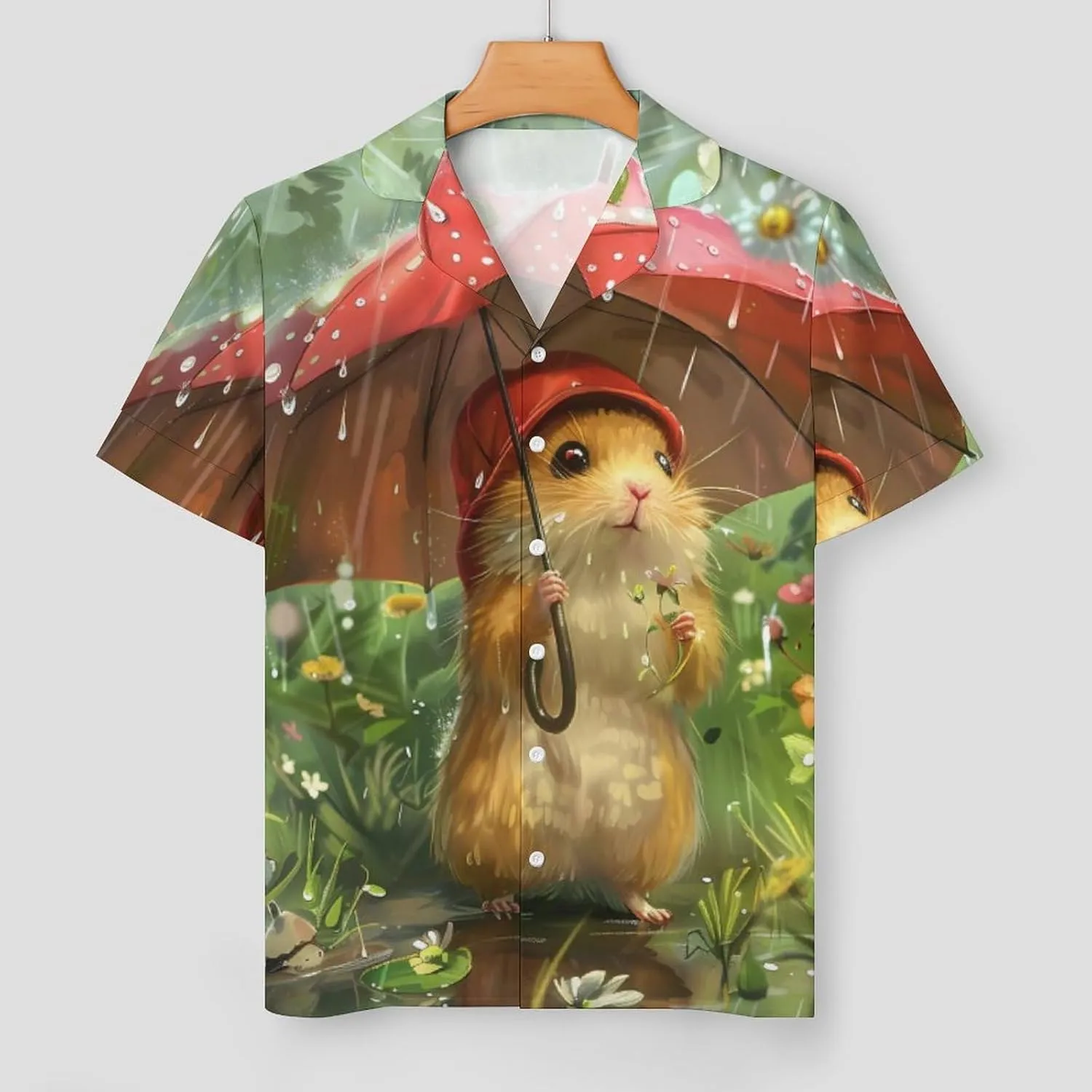 Hamsters Women's Satin Pajama Set Short Sleeve Button Down Sleepwear Loungewear Pj Set