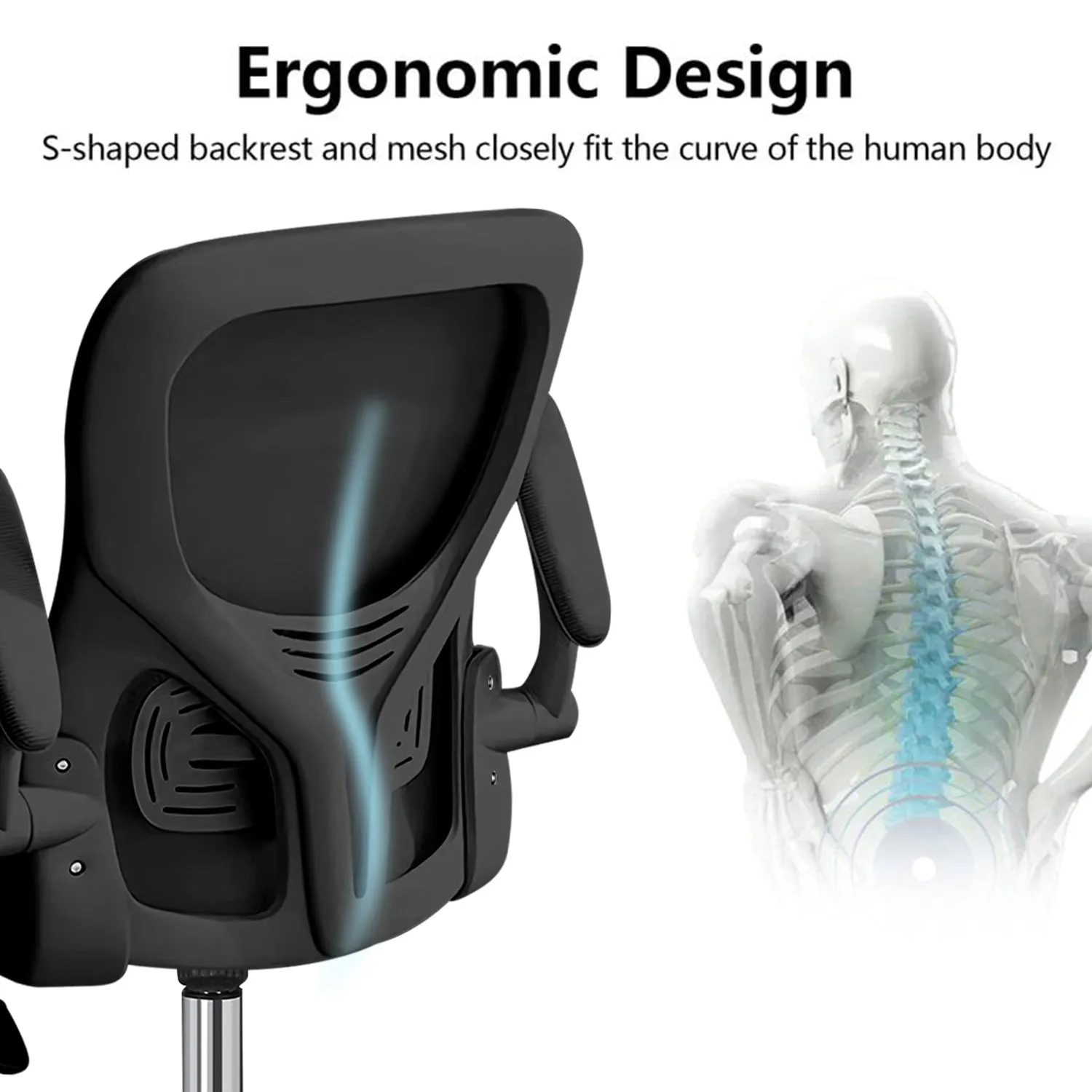 Happylost Office Chair, Computer Mesh Swivel Desk Chair with Adjustable Armrests