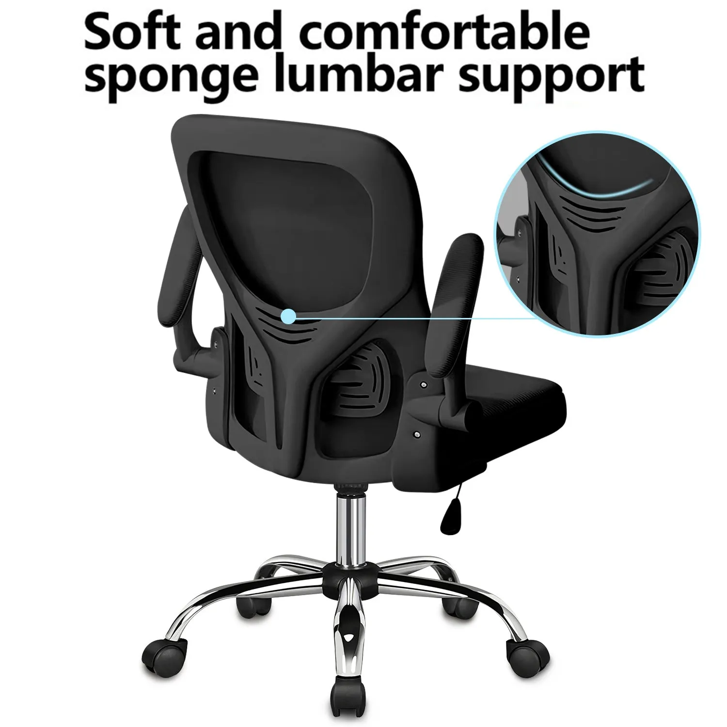 Happylost Office Chair, Computer Mesh Swivel Desk Chair with Adjustable Armrests