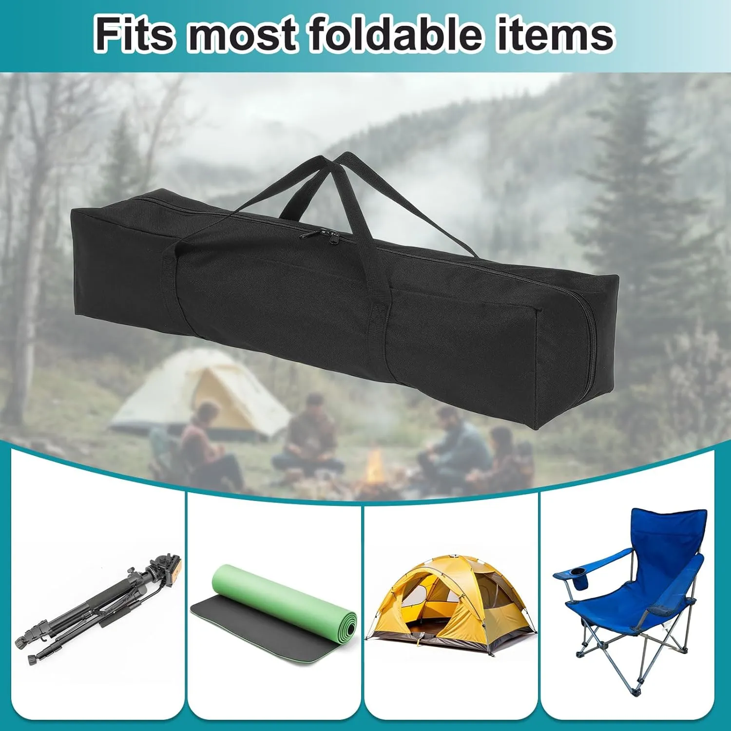 HARFINGTON Camping Chair Replacement Bag 29.5" x 5.9" Folding Chair Carry Bag Oxford Cloth Storage Tent Bag with Handle Strap for Travel Outdoor Camping Sports, Black