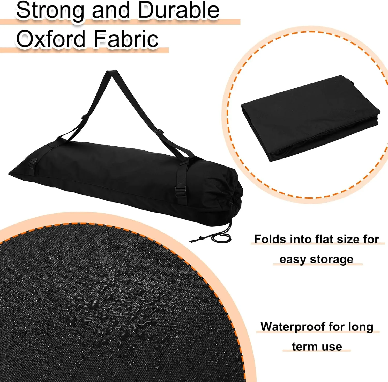 HARFINGTON Camping Chair Replacement Bag 48" Folding Chair Carry Bag Oxford Cloth Storage Tent Bag with Shoulder Strap for Travel Outdoor Camping Sports, Black