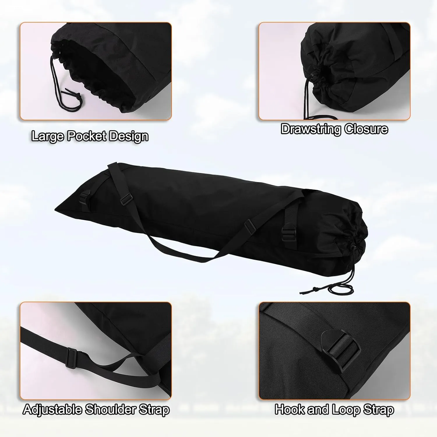 HARFINGTON Camping Chair Replacement Bag 48" Folding Chair Carry Bag Oxford Cloth Storage Tent Bag with Shoulder Strap for Travel Outdoor Camping Sports, Black