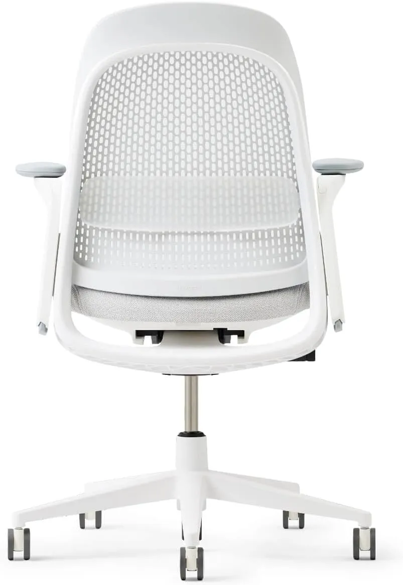 Haworth Breck Office Chair - Ergonomic Desk Seat with Height-Adjustable Lumbar Support, White Trim, Duo-Tone Hard Casters, and 4D-Arms (Lunar)
