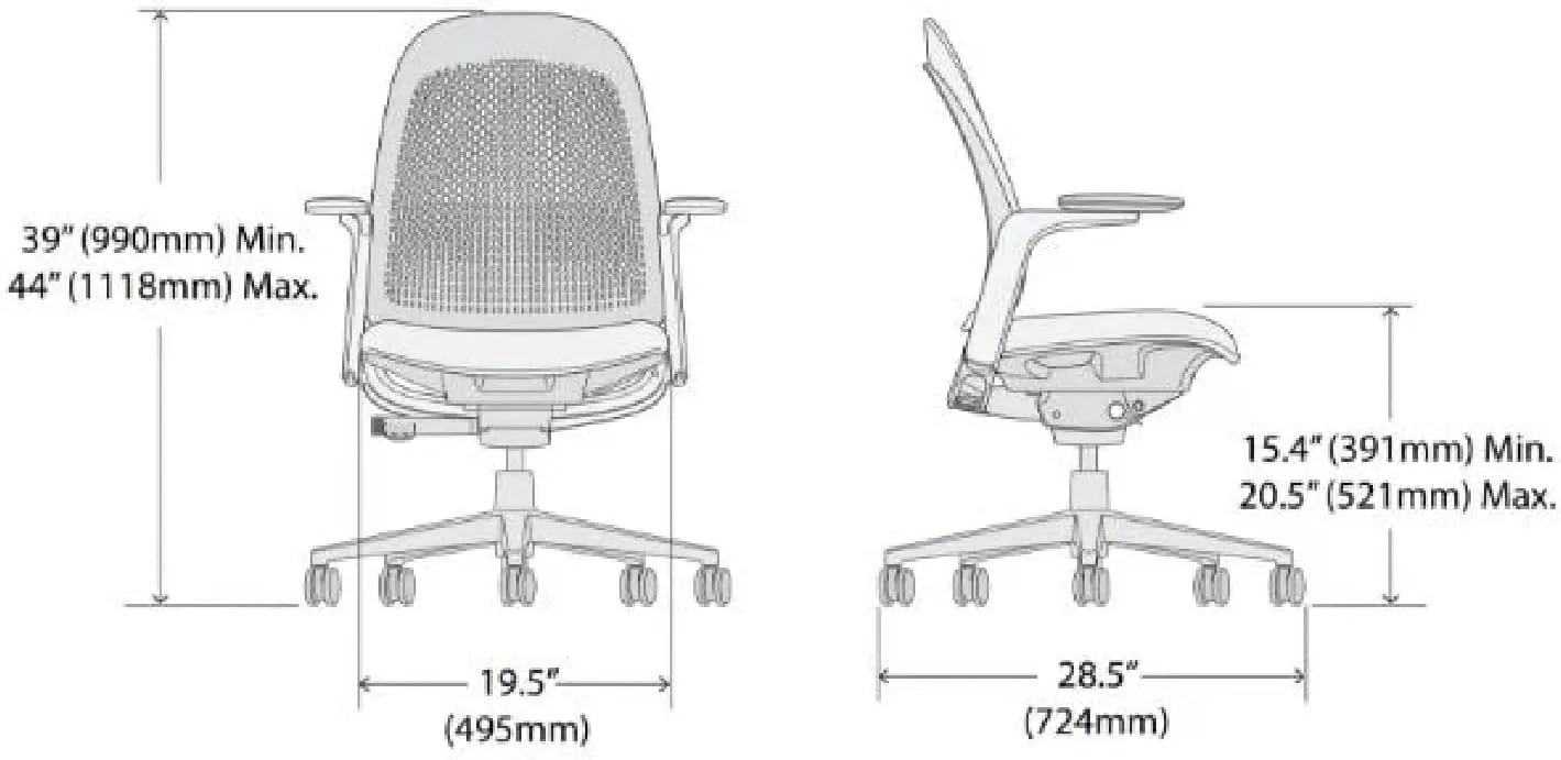 Haworth Breck Office Chair - Ergonomic Desk Seat with Height-Adjustable Lumbar Support, White Trim, Duo-Tone Hard Casters, and 4D-Arms (Lunar)