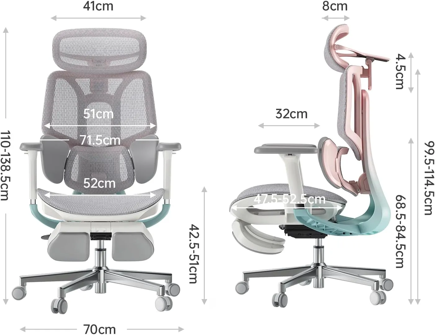 Hbada E3 Pro Ergonomic Office Chair, Big and Tall Office Chair - with 3-Zone Dynamic Lumbar Support, 4D Adjustable Headrest, 4D Adjustable Armrests, Swivel, Pink