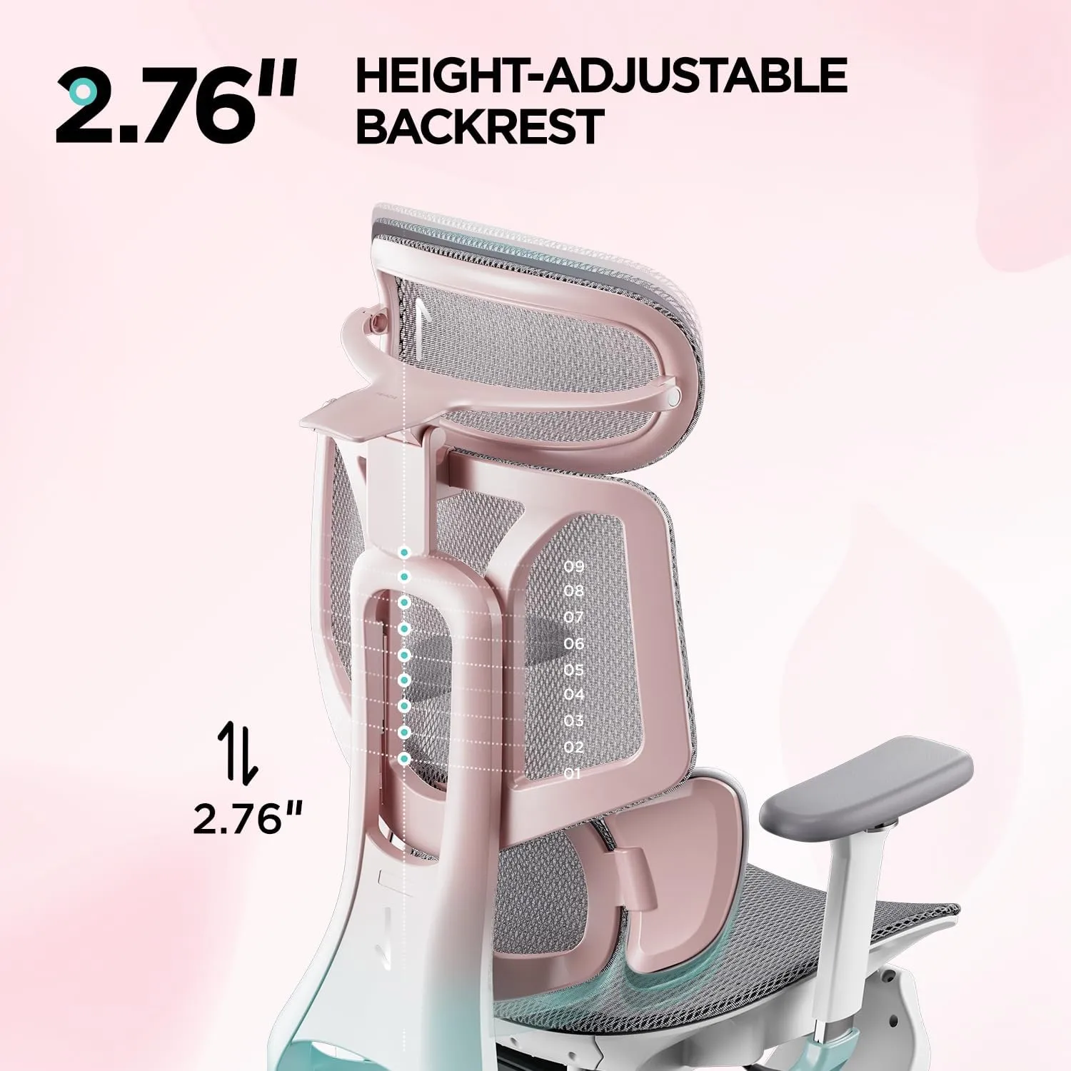 Hbada E3 Pro Ergonomic Office Chair, Big and Tall Office Chair - with 3-Zone Dynamic Lumbar Support, 4D Adjustable Headrest, 4D Adjustable Armrests, Swivel, Pink