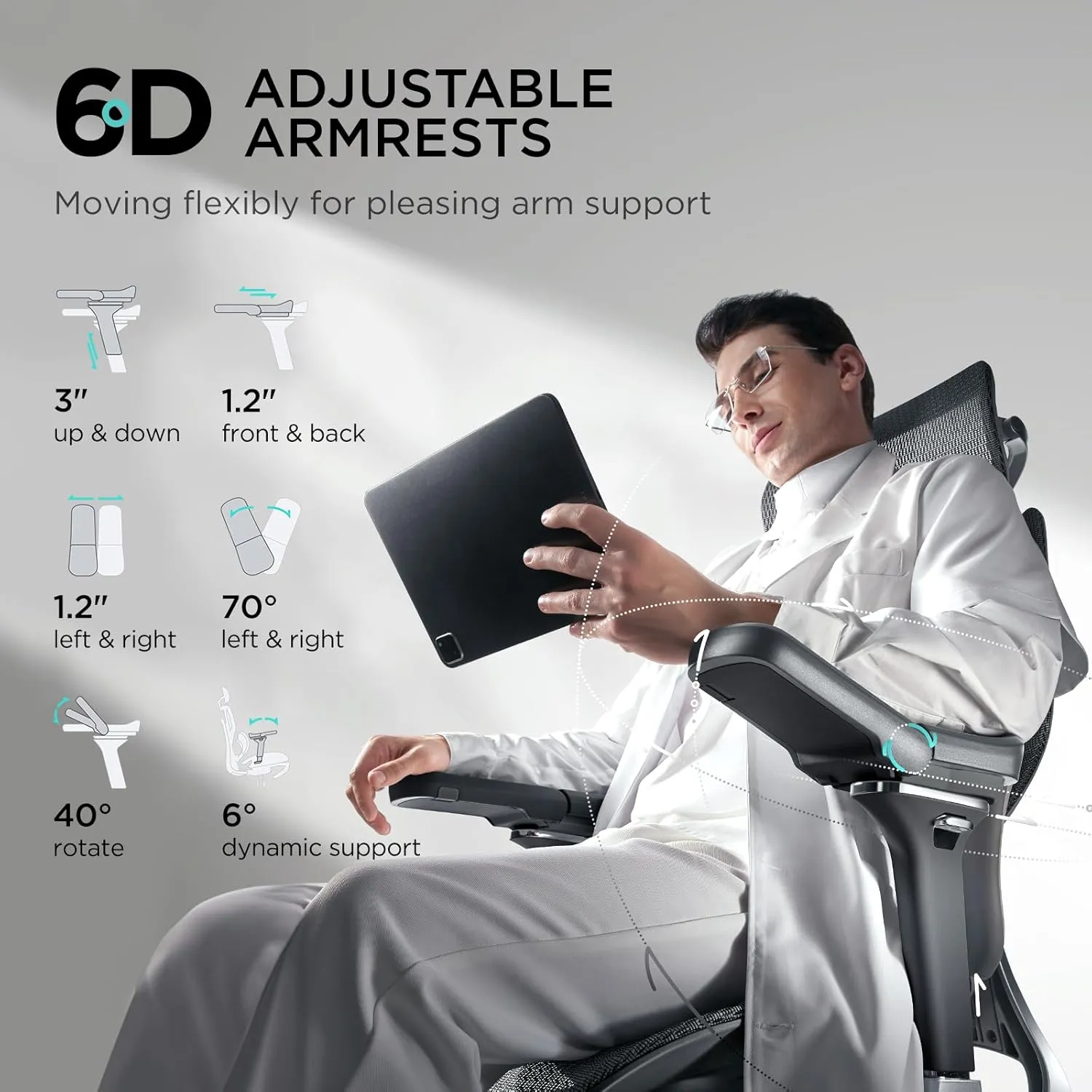 Hbada E3 Pro Ergonomic Office Chair, Big and Tall Office Chair - with 3-Zone Dynamic Lumbar Support, 4D Adjustable Headrest, 6D Adjustable Armrests, Swivel, Black(No Footrest)