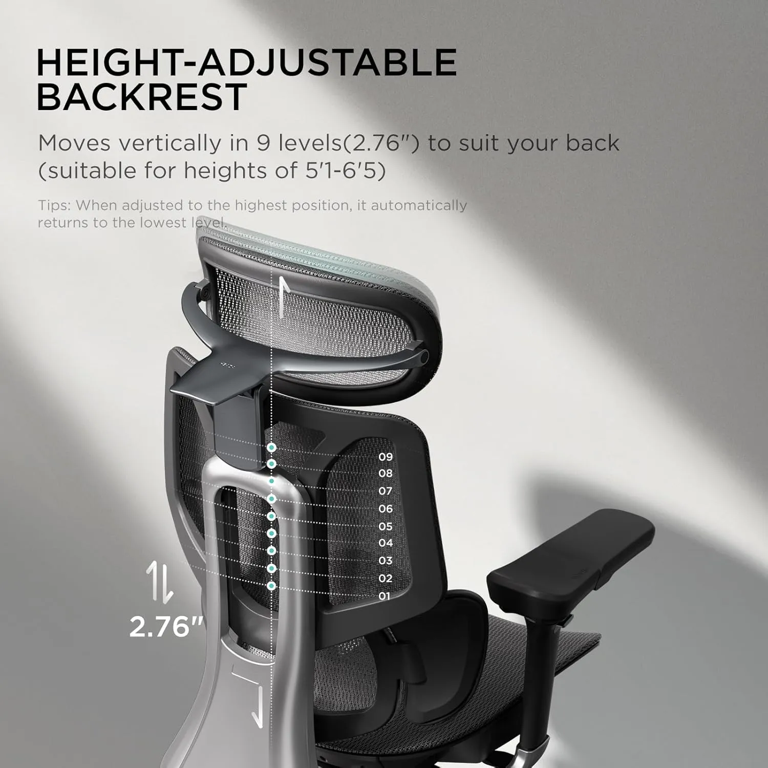 Hbada E3 Pro Ergonomic Office Chair, Big and Tall Office Chair - with 3-Zone Dynamic Lumbar Support, 4D Adjustable Headrest, 6D Adjustable Armrests, Swivel, Black(No Footrest)