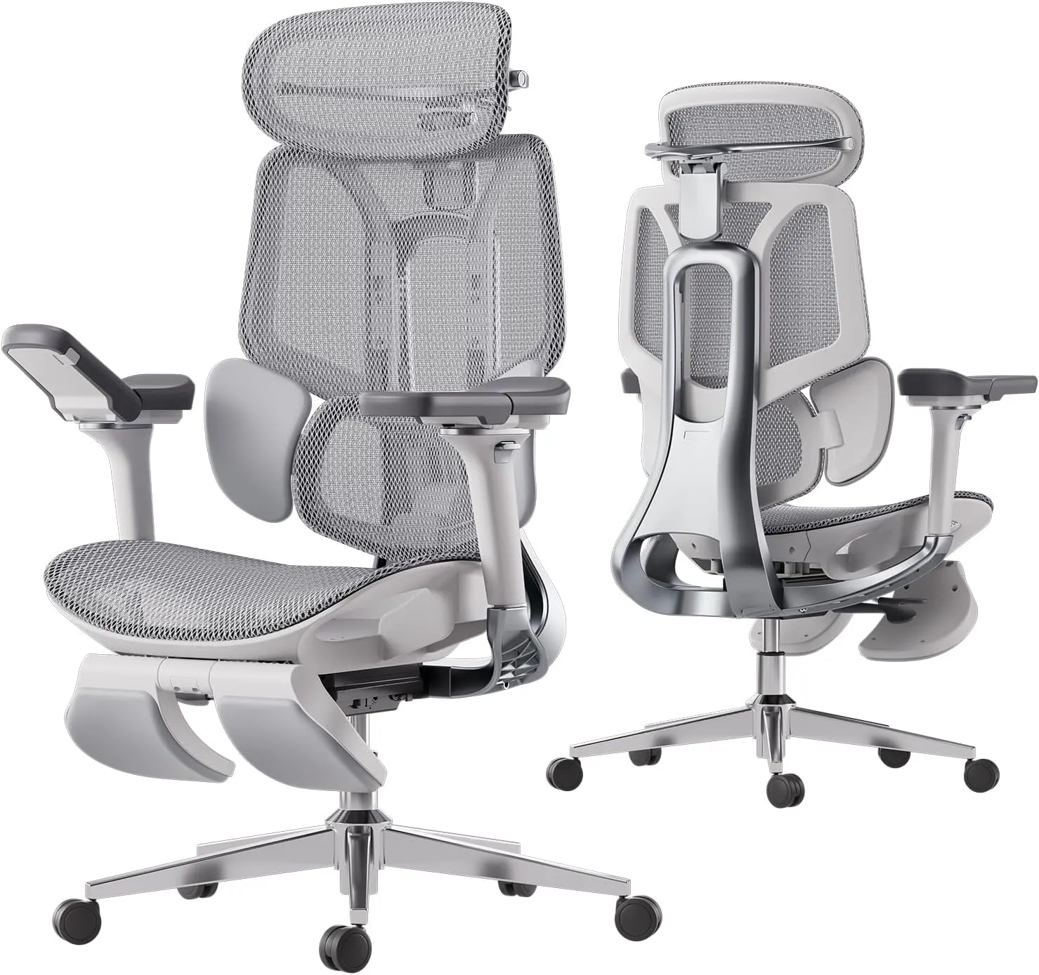 Hbada E3 Pro Ergonomic Office Chair, Big and Tall Office Chair - with 3-Zone Dynamic Lumbar Support, 4D Adjustable Headrest, 6D Adjustable Armrests, Swivel, Grey