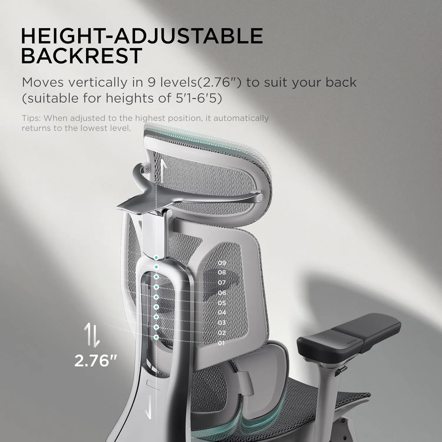 Hbada E3 Pro Ergonomic Office Chair, Big and Tall Office Chair - with 3-Zone Dynamic Lumbar Support, 4D Adjustable Headrest, 6D Adjustable Armrests, Swivel, Grey