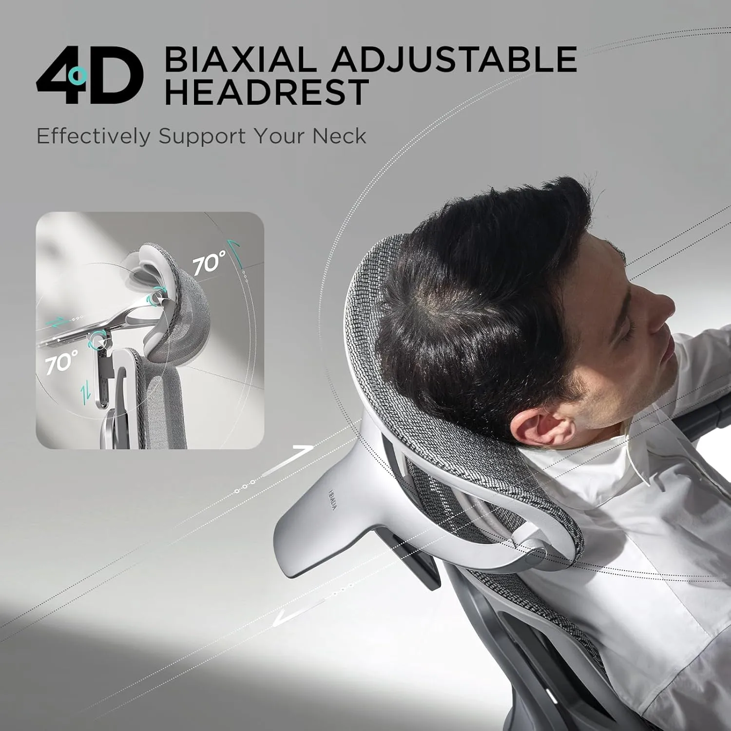 Hbada E3 Pro Ergonomic Office Chair, Big and Tall Office Chair - with 3-Zone Dynamic Lumbar Support, 4D Adjustable Headrest, 6D Adjustable Armrests, Swivel, Grey