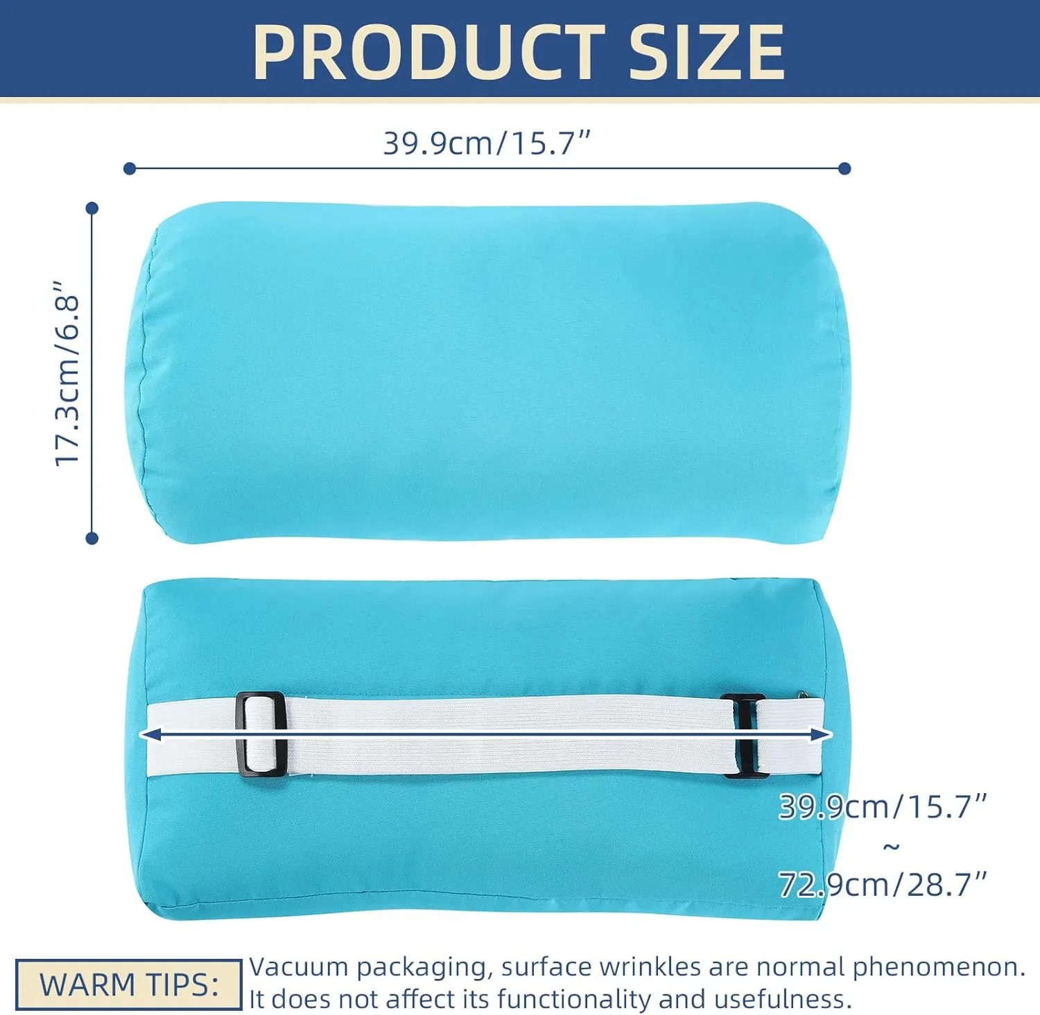 Headrest Pillow for Patio Chaise Lounge, 2 Packs Head Pillow with Elastic Band for Zero Gravity Lounge Chair, Head Neck Rest Pillow Lumbar Pillow, Blue