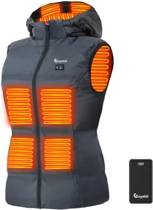 Heated Vest for Men Lightweight - Detachable Heated Hood and 7.4V 10000mAh Battery Pack S（Light Grey 10000mAh）