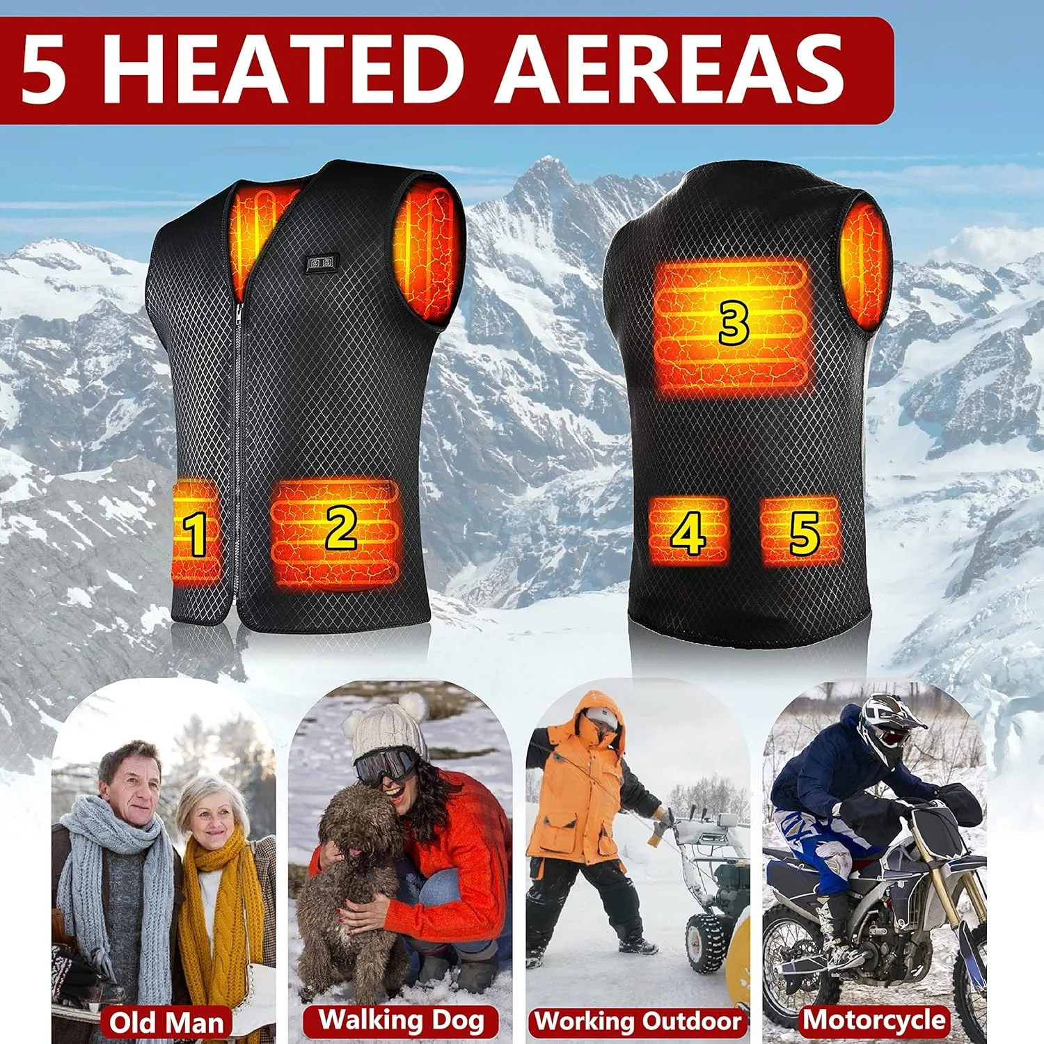 Heated Vest for Men Women - with 10000mAH Battery Winter Heated Jackets, Double Control for Hunting