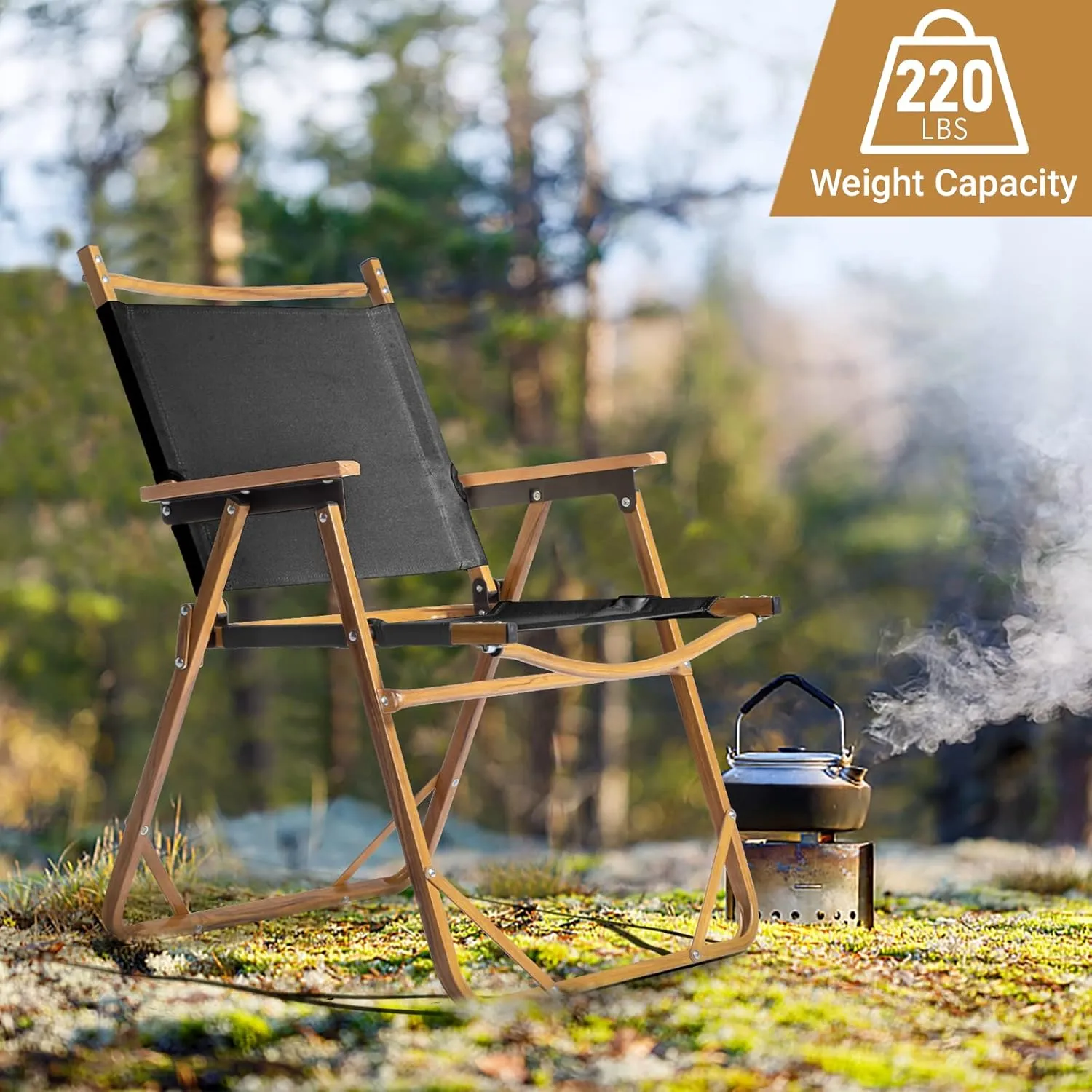Heavy-Duty Camping Chair with Aluminum Frame – 600D Oxford Fabric, Supports 220 lbs, Portable Folding Chair for Outdoor, Beach, Hiking, and Backpacking – Compact & Durable ((54.5*58*73.5)cm)