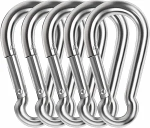 Heavy Duty Carabiner Clip, Lsqurel 4inch 304 Stainless Steel Snap Hooks 5pcs Large Carbineers for Hammock, Swing, Gym, etc Capacity 880 lb