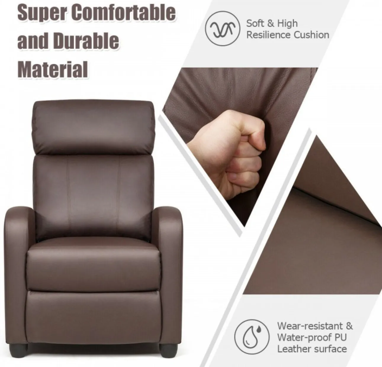 Heavy Duty Comfortable Massage Recliner Chair Wingback Single Chair With Side Pocket, Remote | 8 Massage Modes