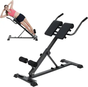 Heavy-Duty Iron Roman Chair - Multi-Angle Adjustable Back Extension for Home Gym, Supports Up to 250lbs, U-Shaped Base with Anti-Slip Pedals Black