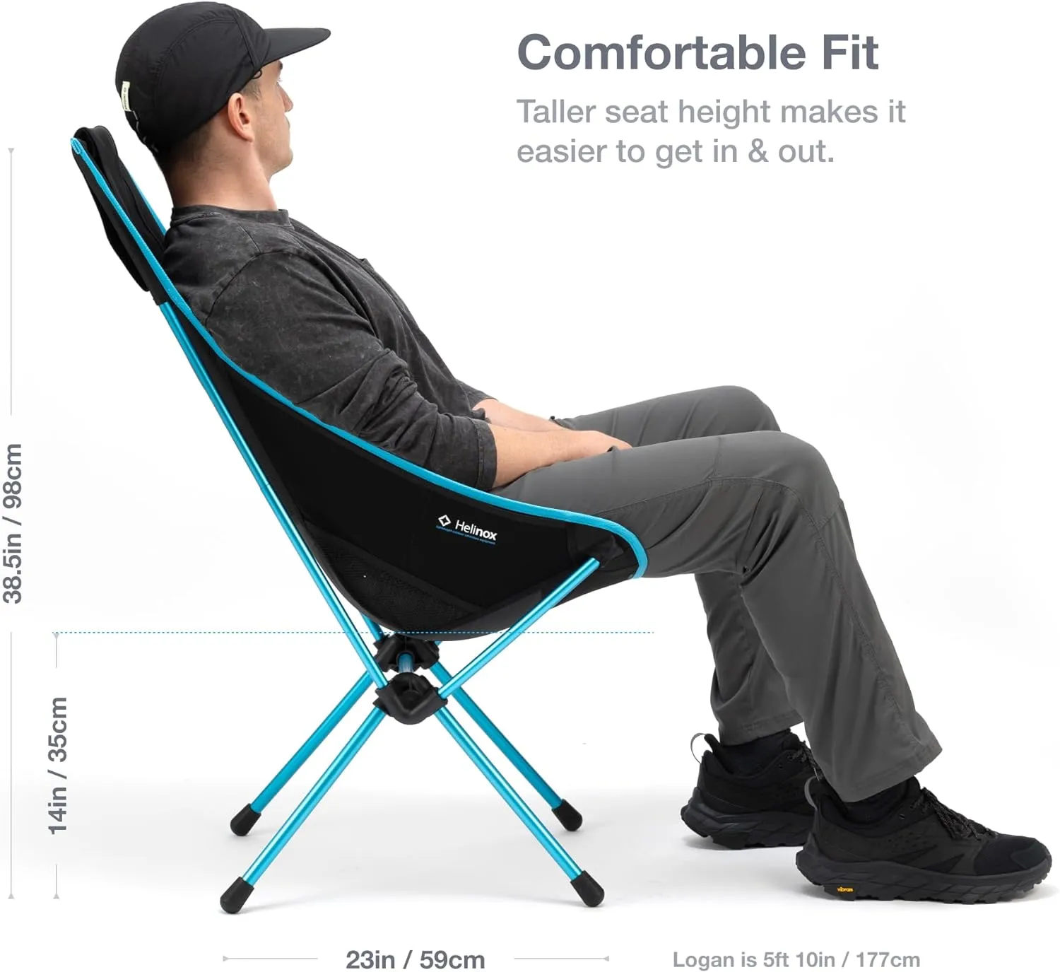 Helinox Sunset Chair Lightweight, High-Back, Compact, Collapsible Camping Chair, Forest Green, with Pockets