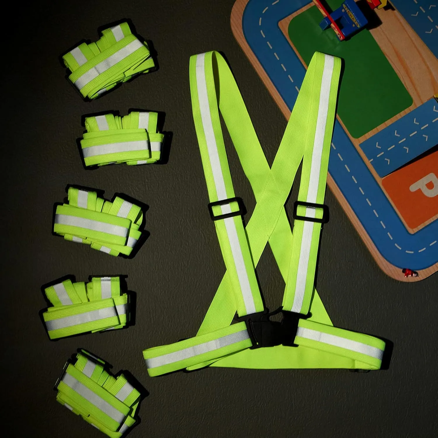 Hercicy 30 Pcs Reflective Vest High Visibility Safety Vests, Adjustable Bright Neon Lightweight Strap Gear (Yellow)