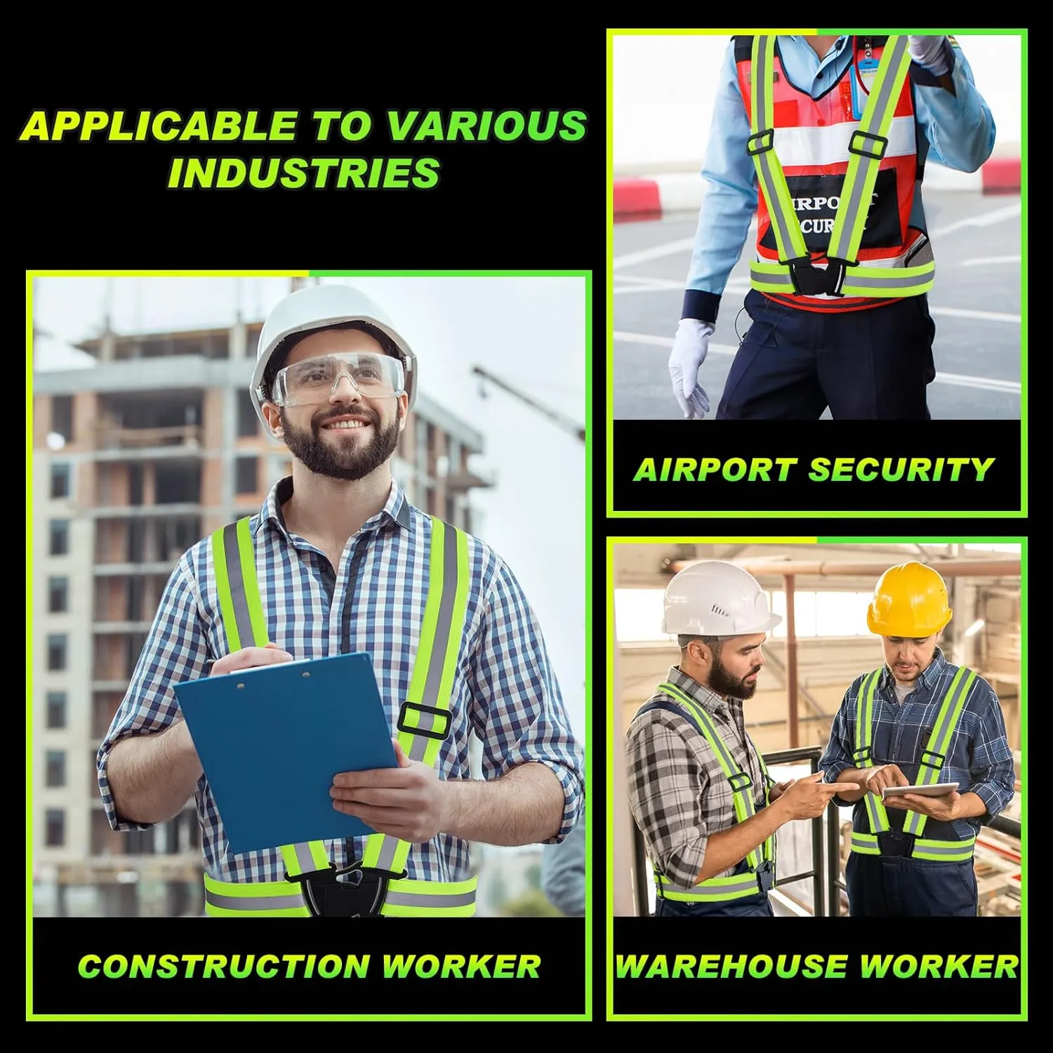 Hercicy 30 Pcs Reflective Vest High Visibility Safety Vests, Adjustable Bright Neon Lightweight Strap Gear (Yellow)