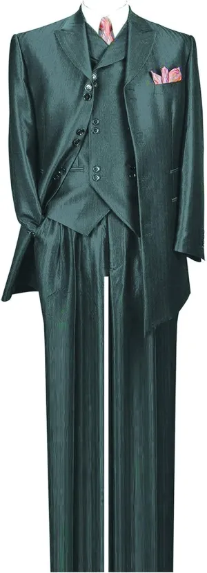Herring Bone Stripe High Fashion Suit with Vest & Pants 5264