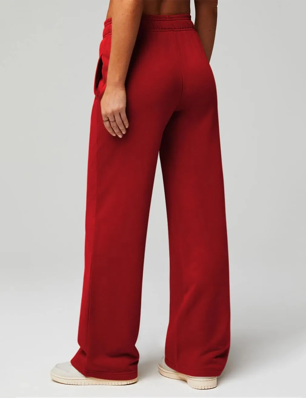 HeSaYep Women's Wide Leg Sweatpants Elastic High Waist Loose Sweat Pants Straight Leg Drawstring Trousers with Pockets