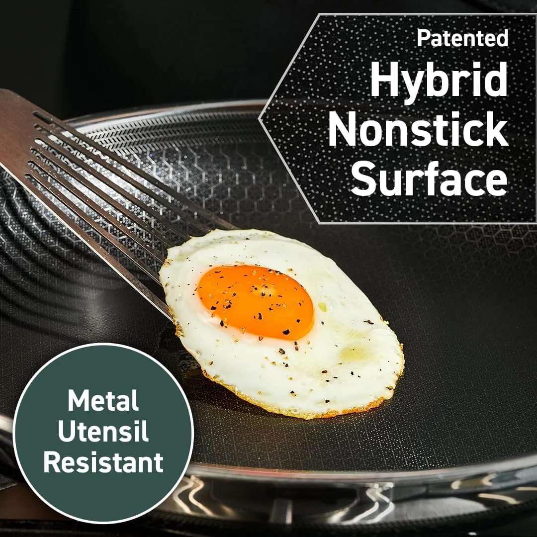 HexClad Hybrid Nonstick 7-Inch Frying Pan, Stay-Cool Handle, Dishwasher-Friendly, Oven-Safe Up to 900°F, Induction-Ready, Compatible with All Cooktops