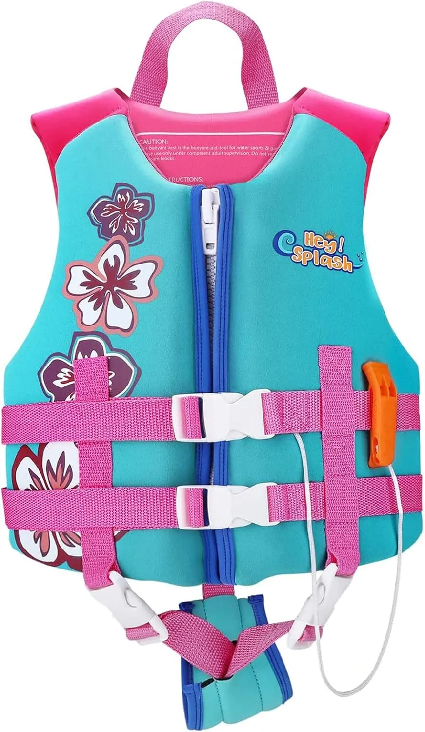 HeySplash Toddler Swim Vest, Kids Swimming Jacket Fit 30-50/50-80lbs, Child Floaties Vest wiht Safety Strap, Float Jacket for Girls/Boys on Pool,Beach,Boating, Learn to Swim Aid, M 3-6 Yrs/L 6-9 Yrs