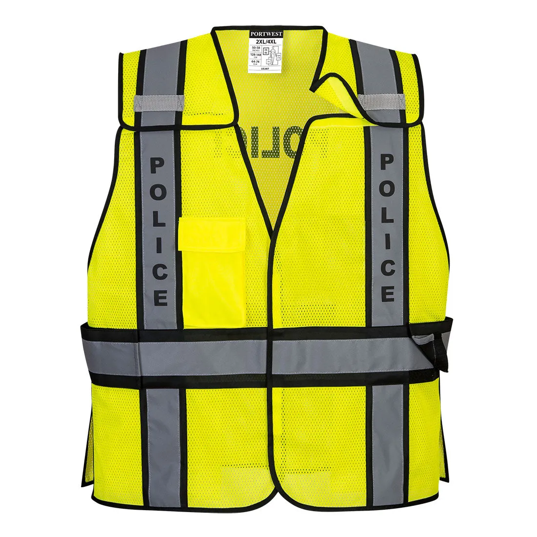 Hi-Vis Public Safety Vest US387 - Durable, Lightweight, Reflective, Adjustable for Law Enforcement & Public Safety Use