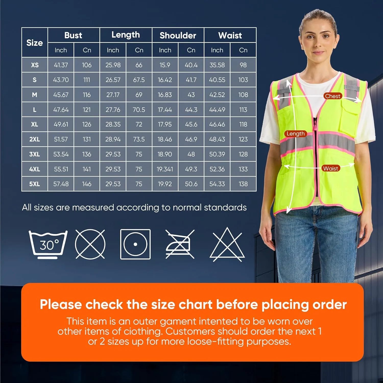 Hi Vis Safety Vest for Women,Working Drawstring Waist Construction Vest with Pockets and Zipper,Womens Safety Vest,ANSI Type R Class2
