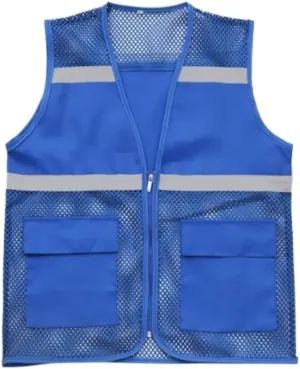 Hi Vis Vests, Mesh Vest Zipper Volunteer Uniform Vest Reflective Running Vest with Pockets Reflective Safety Vest