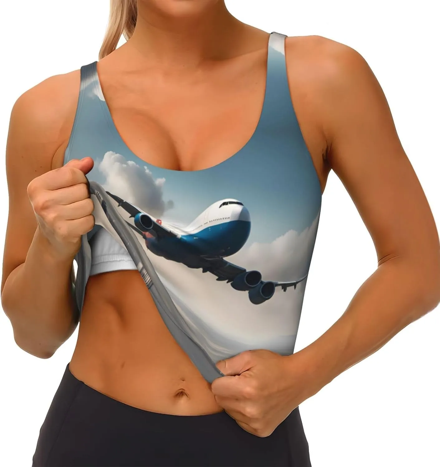 high Altitude Airplane Pattern Women's Sports Vest - Yoga Workout Fitness for Women Athletic Tank Tops